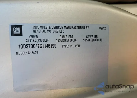 2012 GMC Savana Rv G1500 3Lt z USA, uszkodzony, nr VIN 1GDS7DC47C1146190